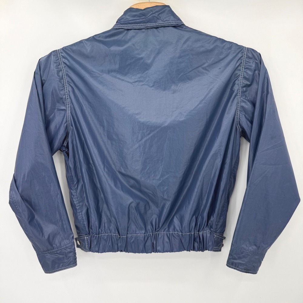 Kmart Windbreaker Women L Blue Vintage Zip Front Cropped Contrast Stitch Jacket - Picture 2 of 8